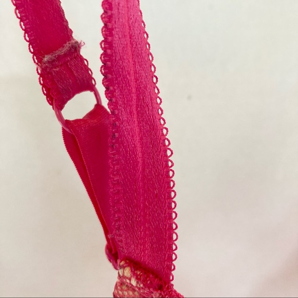 H&M Fancy Lace Lacey Sexy Push Up Underwire Bra Hot Pink 36D - Picture 6 of 10